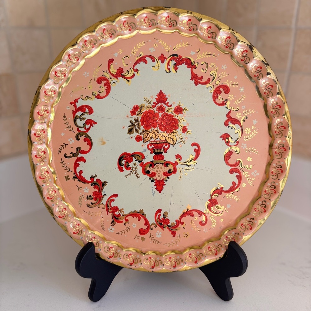Baret Ware Vintage Bouquet Cocktail Tray